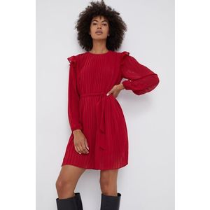 Šaty Pepe Jeans Coline červená farba, mini, rovné vyobraziť