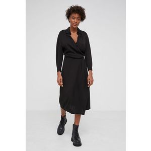 Bavlnené šaty Answear Lab čierna farba, midi, rovné vyobraziť