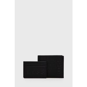 Peňaženka a kožený obal na karty Boss pánska, čierna farba vyobraziť