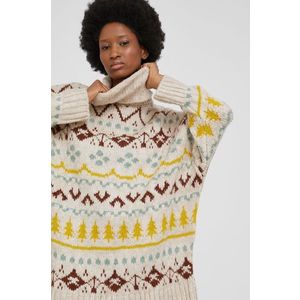 Vlnený sveter Answear Lab dámsky, béžová farba, teplý, s rolákom vyobraziť