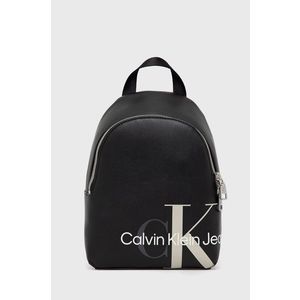 Ruksak Calvin Klein Jeans dámsky, čierna farba, malý, s potlačou vyobraziť