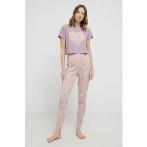 Bavlnené pyžamo Brave Soul fialová farba, bavlnené vyobraziť