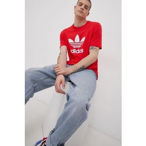 Bavlnené tričko adidas Originals HE9511 červená farba, s potlačou vyobraziť