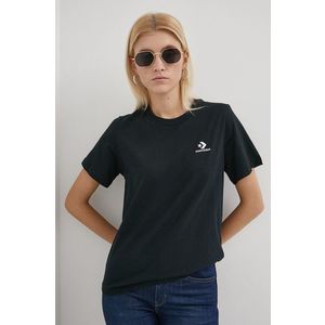 Bavlnené tričko Converse čierna farba vyobraziť