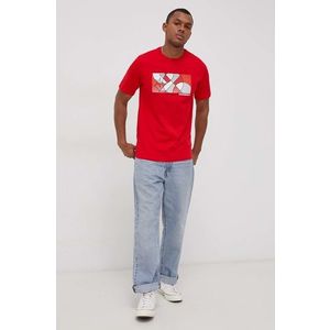 Bavlnené tričko Converse červená farba, s potlačou vyobraziť
