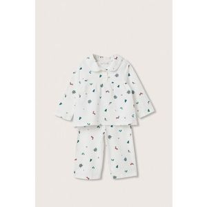 Detské bavlnené pyžamo Mango Kids Xmas biela farba, vzorovaná vyobraziť