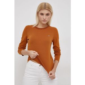 Bavlnené tričko s dlhým rukávom Levi's oranžová farba vyobraziť