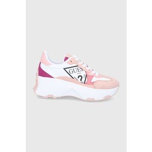 Topánky Guess ružová farba, na platforme vyobraziť