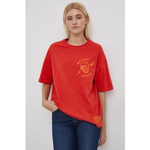 Bavlnené tričko Superdry červená farba vyobraziť