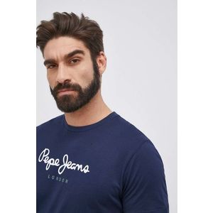 Bavlnené tričko Pepe Jeans Eggo tmavomodrá farba, s potlačou vyobraziť