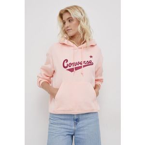 Mikina Converse dámska, ružová farba, jednofarebná vyobraziť