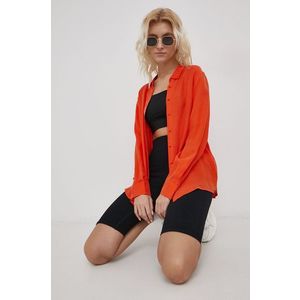 Košeľa Superdry dámska, oranžová farba, regular, s klasickým golierom vyobraziť