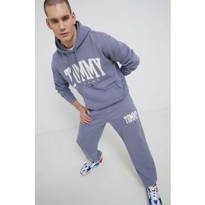 Mikina Tommy Jeans pánska, fialová farba, s nášivkou vyobraziť