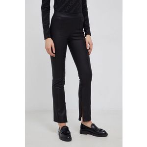 Nohavice Calvin Klein Jeans dámske, čierna farba, rovné, stredne vysoký pás vyobraziť