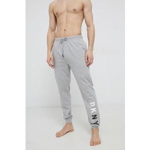 Bavlnené pyžamové nohavice Dkny šedá farba, s potlačou vyobraziť
