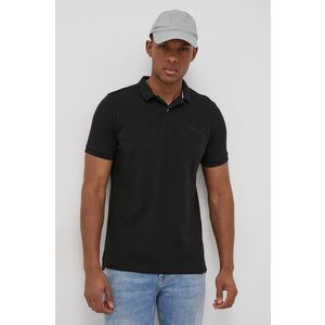 Bavlnené polo tričko Superdry čierna farba, jednofarebné vyobraziť
