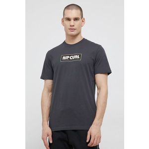 Bavlnené tričko Rip Curl šedá farba, s potlačou vyobraziť
