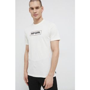 Bavlnené tričko Rip Curl krémová farba, s potlačou vyobraziť