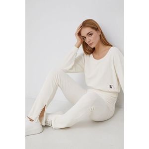 Mikina Calvin Klein Jeans dámska, krémová farba, jednofarebná vyobraziť