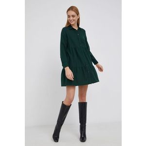 Bavlnené šaty GAP zelená farba, mini, áčkový strih vyobraziť