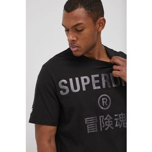 Bavlnené tričko Superdry čierna farba, s potlačou vyobraziť
