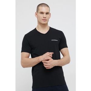 Tričko Emporio Armani Underwear (2-pack) pánske, čierna farba, s potlačou vyobraziť