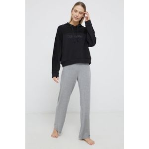 Pyžamová mikina Calvin Klein Underwear dámska, čierna farba, bavlnená vyobraziť