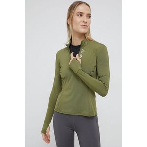 Tričko s dlhým rukávom Calvin Klein Performance dámske, zelená farba, s polorolákom vyobraziť