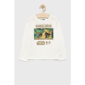 Detská bavlnená košeľa s dlhým rukávom GAP x Star Wars biela farba, s potlačou vyobraziť