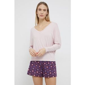 Pyžamové tričko s dlhým rukávom Calvin Klein Underwear ružová farba vyobraziť