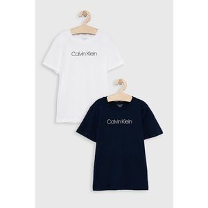 Detské bavlnené tričko Calvin Klein Underwear (2-pack) biela farba, s potlačou vyobraziť