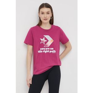 Bavlnené tričko Converse ružová farba vyobraziť