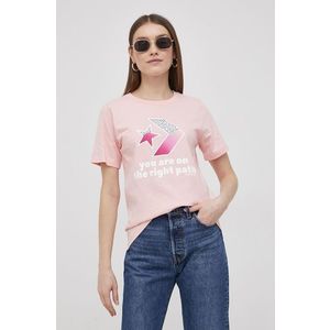 Bavlnené tričko Converse ružová farba vyobraziť