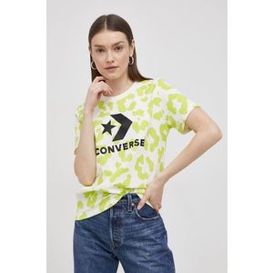 Bavlnené tričko Converse zelená farba vyobraziť