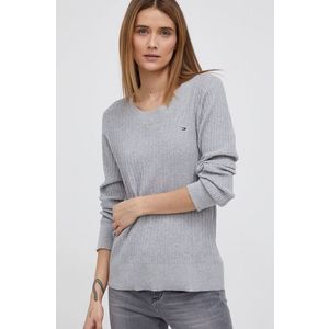 Bavlnený sveter Tommy Hilfiger dámsky, šedá farba, ľahký vyobraziť