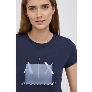 Tričko Armani Exchange dámske, tmavomodrá farba vyobraziť