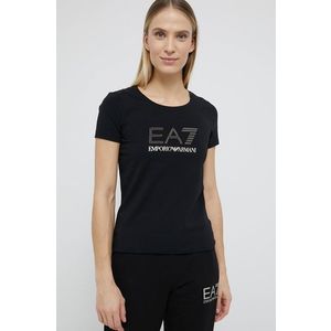 Tričko EA7 Emporio Armani dámske, čierna farba vyobraziť