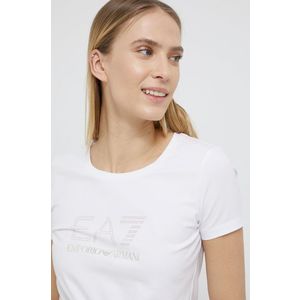 Tričko EA7 Emporio Armani dámske, biela farba vyobraziť