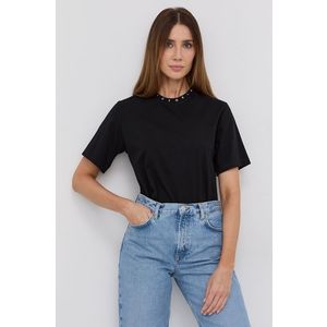 Bavlnené tričko Victoria Beckham čierna farba vyobraziť