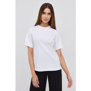 Bavlnené tričko Victoria Beckham biela farba vyobraziť