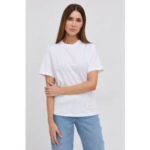 Bavlnené tričko Victoria Beckham biela farba vyobraziť