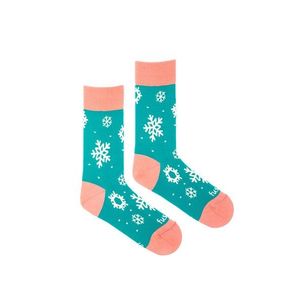 Tyrkysovo-ružové vzorované ponožky Snehovica vyobraziť