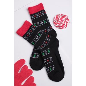 Čierne vzorované froté ponožky Vianožky vyobraziť