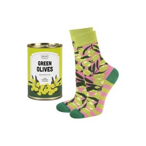 Viacfarebné vzorované ponožky v plechovke Green Olives vyobraziť