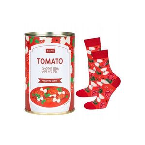 Viacfarebné vzorované ponožky v plechovke Tomato Soup vyobraziť