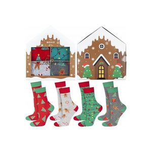 Viacfarebné vianočné ponožky v darčekovej krabičke Christmass - štvorbalenie vyobraziť