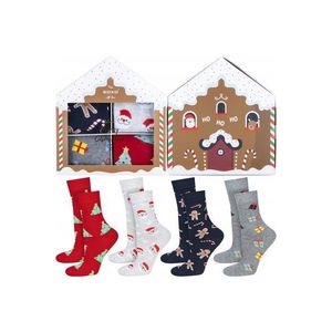 Viacfarebné vzorované ponožky v darčekovej krabičke Christmass - štvorbalenie vyobraziť