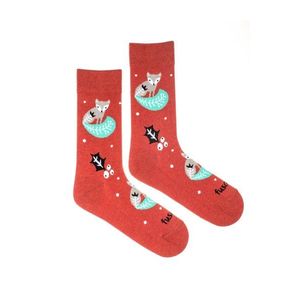 Červené vzorované ponožky Líškanie vyobraziť