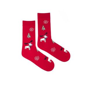 Červené vzorované ponožky Reindeer vyobraziť