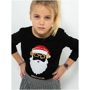 Čierne dievčenské tričko s vianočným motívom CAMAIEU vyobraziť